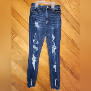Almost famous size 3 medium wash ripped skinny jeans